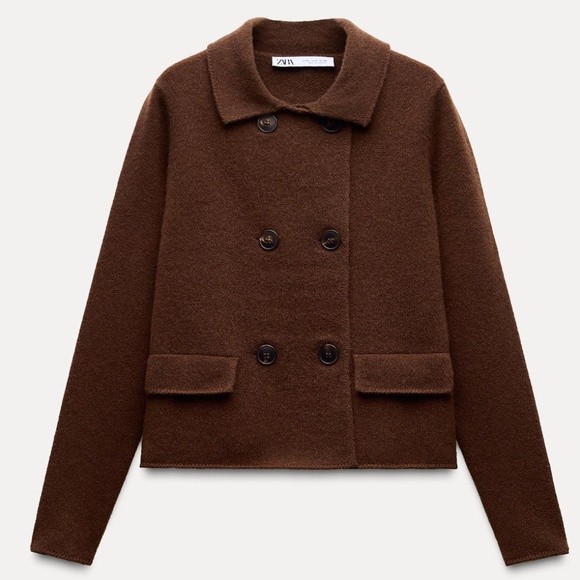 Zara chocolate brown 100% wool cardigan NWT - Picture 1 of 10